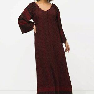 ULLAโ POPKEN Womens Sz 16/18 Red Black Paisley Maxi Dress w/ Side Slits